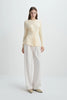 Sia Center Front Pleated Top Creme