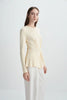 Sia Center Front Pleated Top Creme
