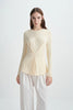 Sia Center Front Pleated Top Creme