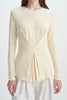 Sia Center Front Pleated Top Creme