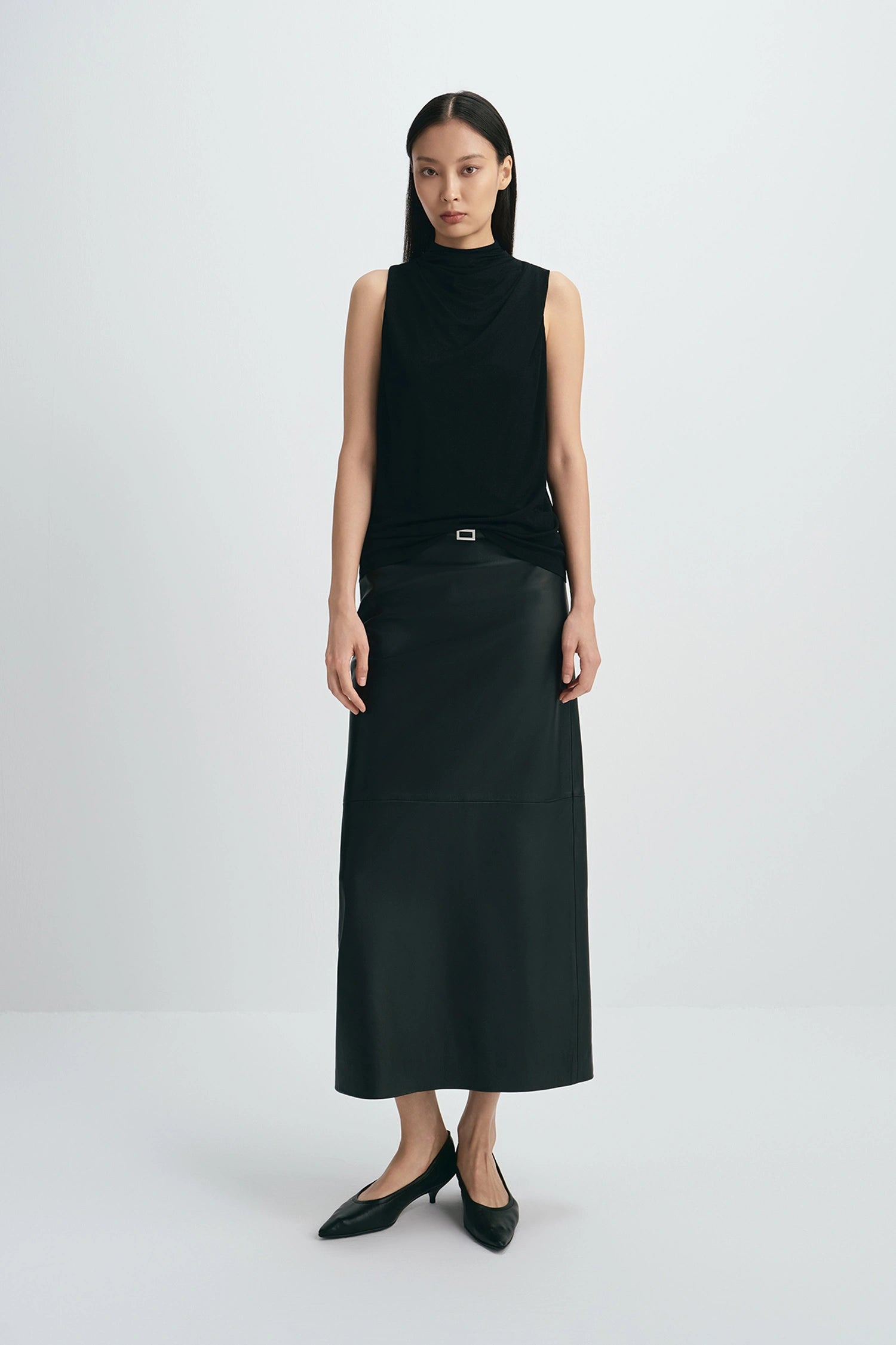 Alessia Draped High Neck Top Black