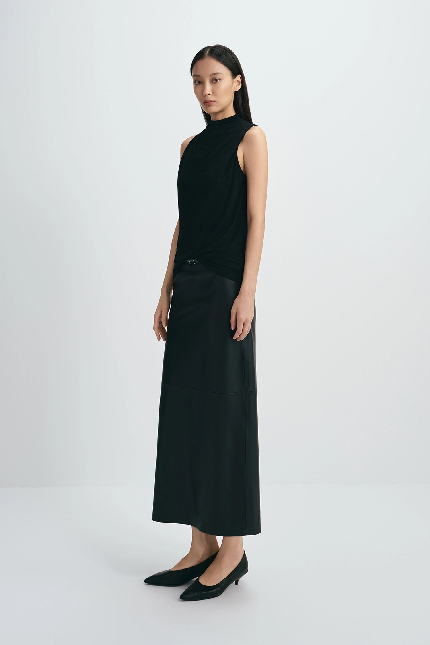 Alessia Draped High Neck Top Black