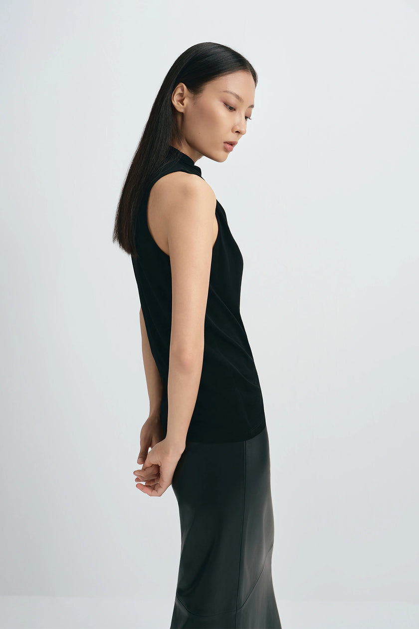 Alessia Draped High Neck Top Black