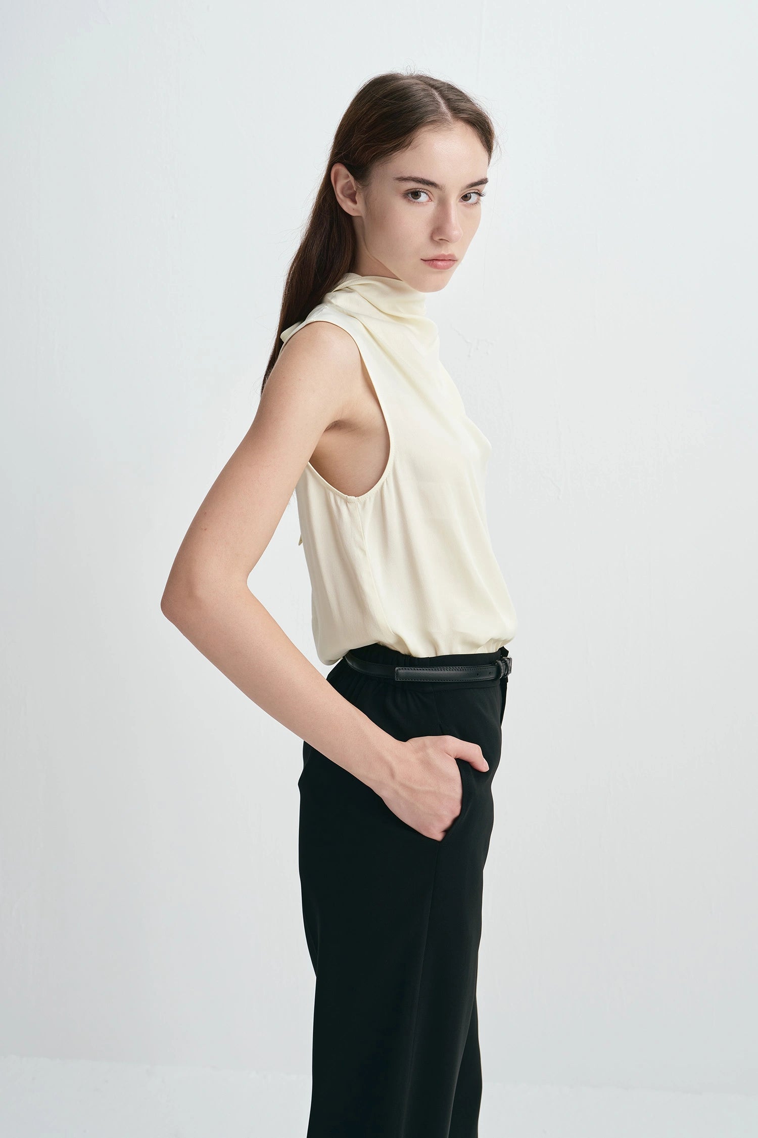Arley Tie Neck Top CREME