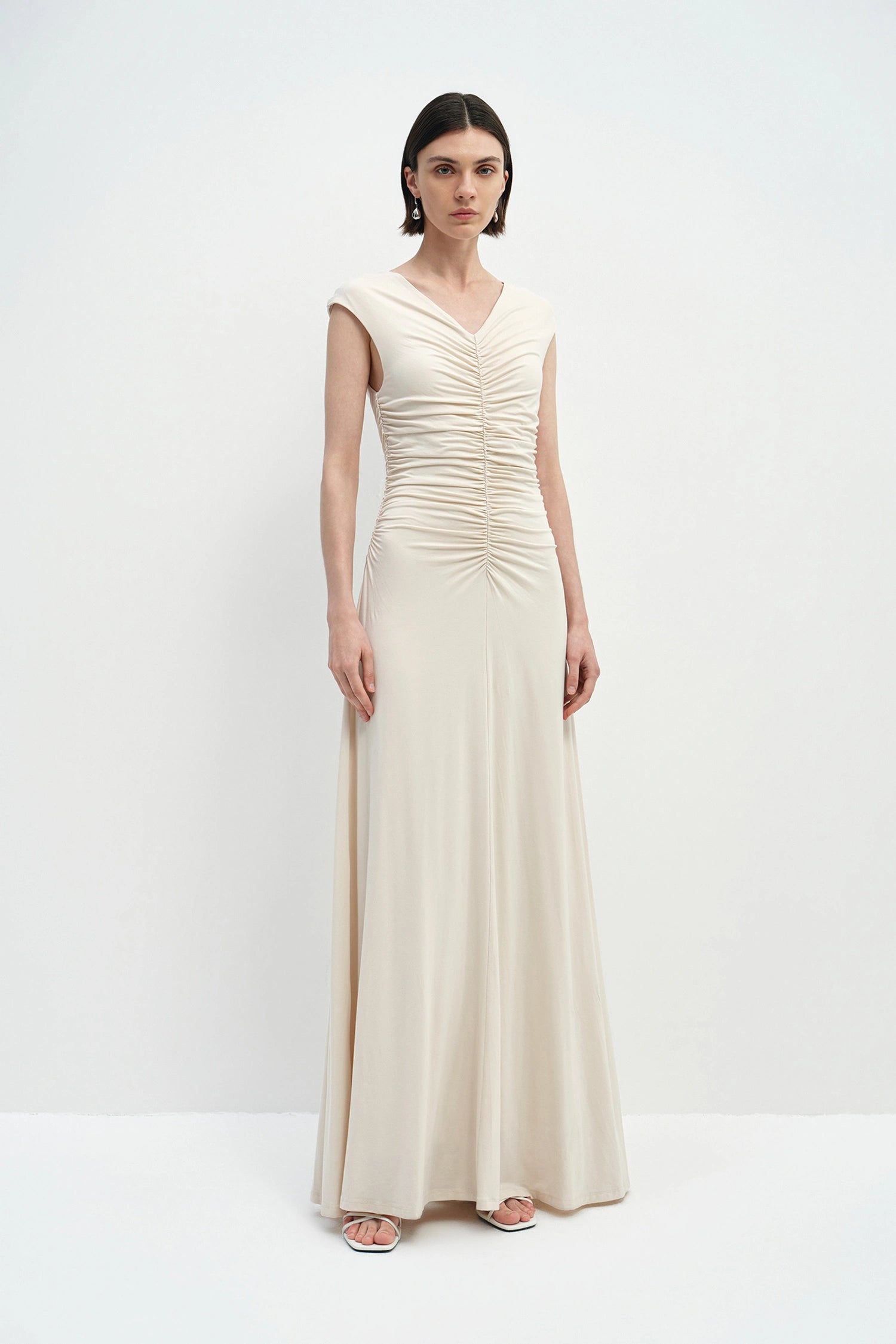 Soraia Shirred Maxi Dress Ecru