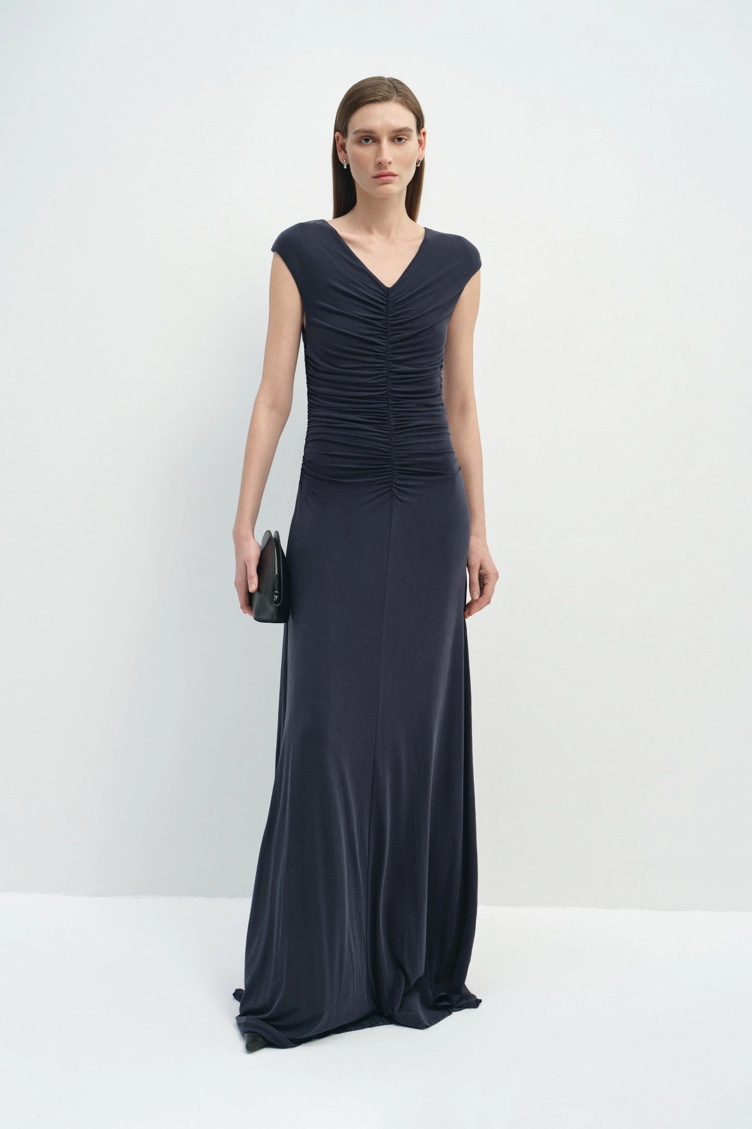 Soraia Shirred Maxi Dress Navy