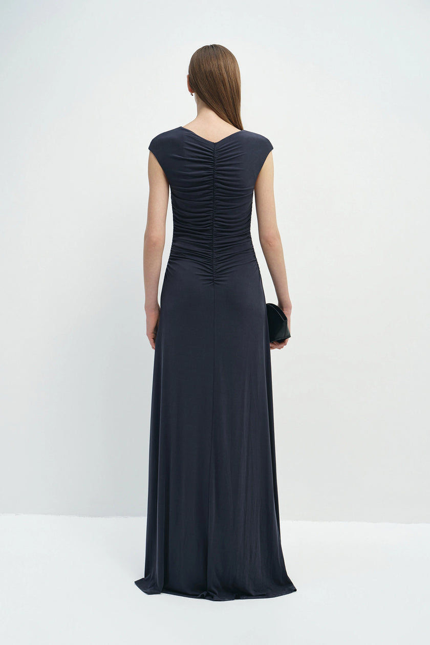 Soraia Shirred Maxi Dress Navy