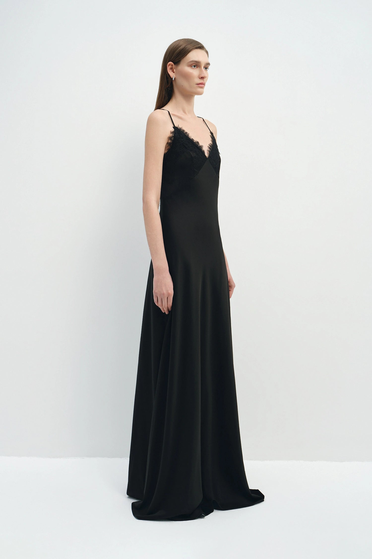 Louna Lace Cami Longline Dress Black