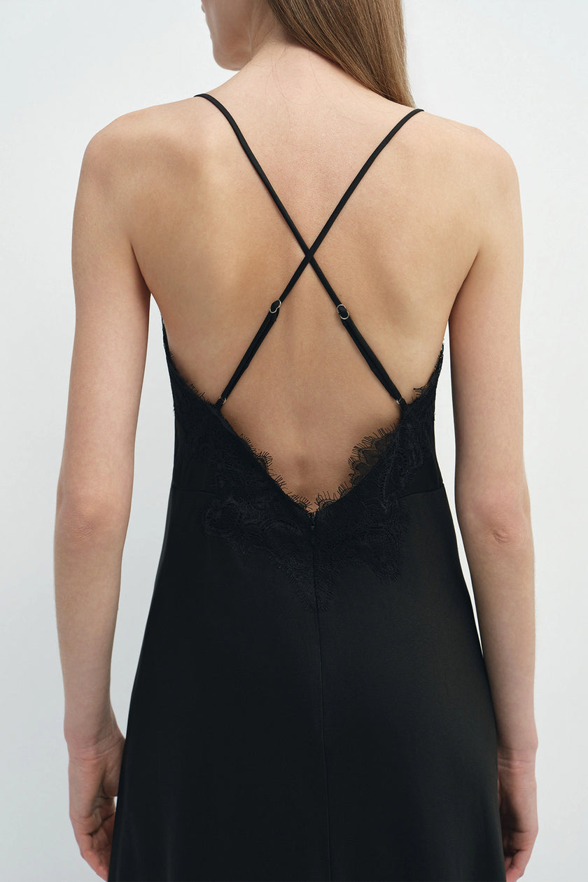 Louna Lace Cami Longline Dress Black