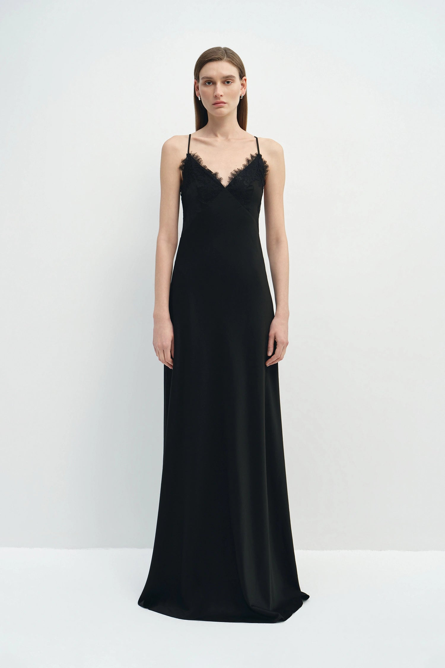 Louna Lace Cami Longline Dress Black