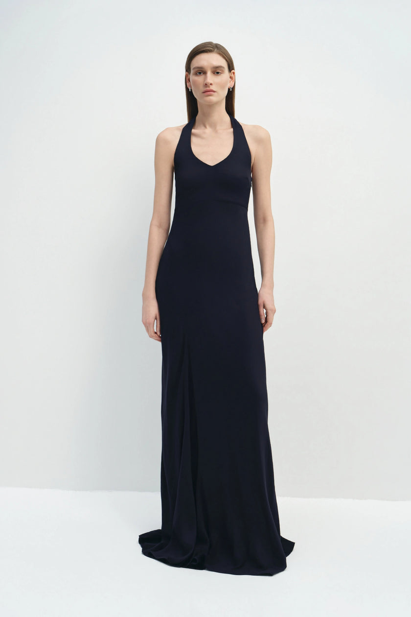 Océane Scarf Halter Dress Navy