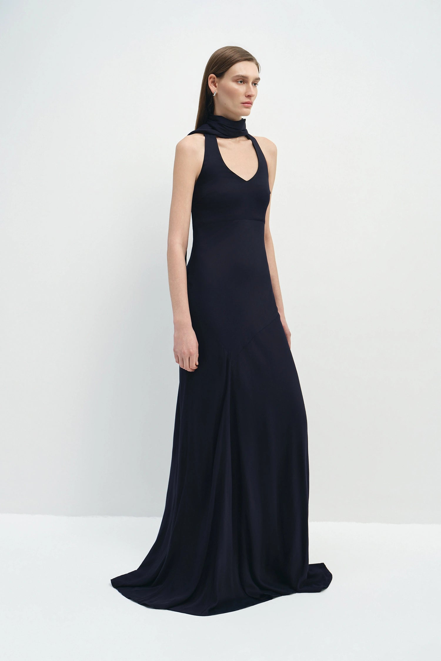 Océane Scarf Halter Dress Navy
