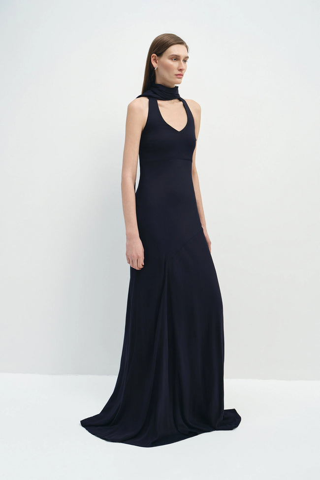Océane Scarf Halter Dress Navy