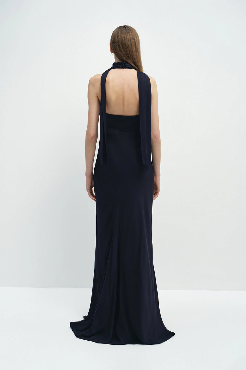 Océane Scarf Halter Dress Navy