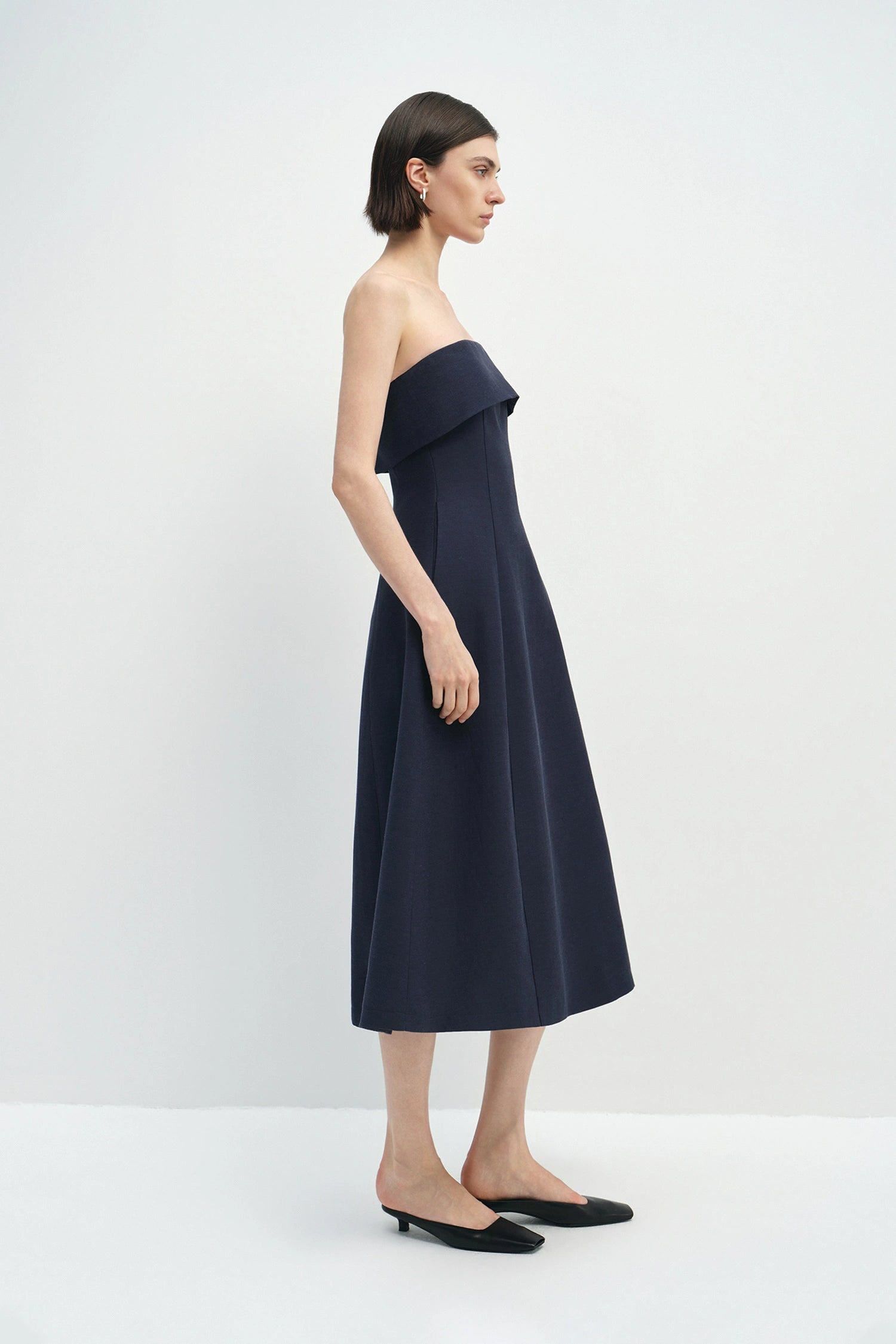 Anaïs Strapless Midi Dress Navy