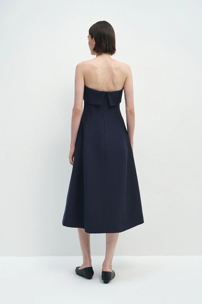 Anaïs Strapless Midi Dress Navy