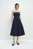 Anaïs Strapless Midi Dress Navy