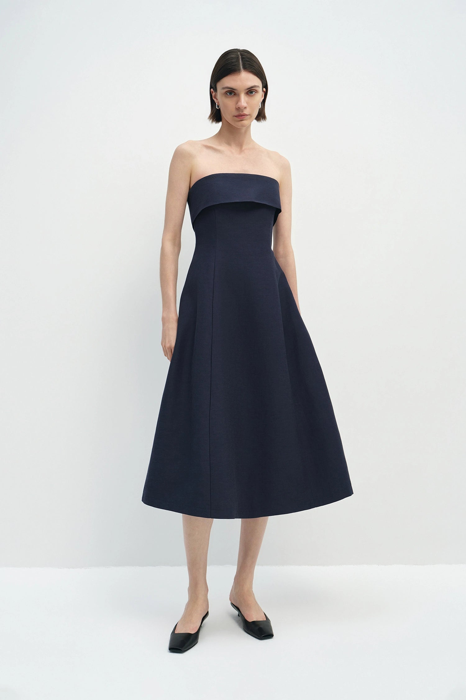 Anaïs Strapless Midi Dress Navy