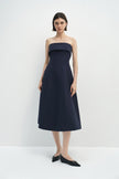 Anaïs Strapless Midi Dress Navy