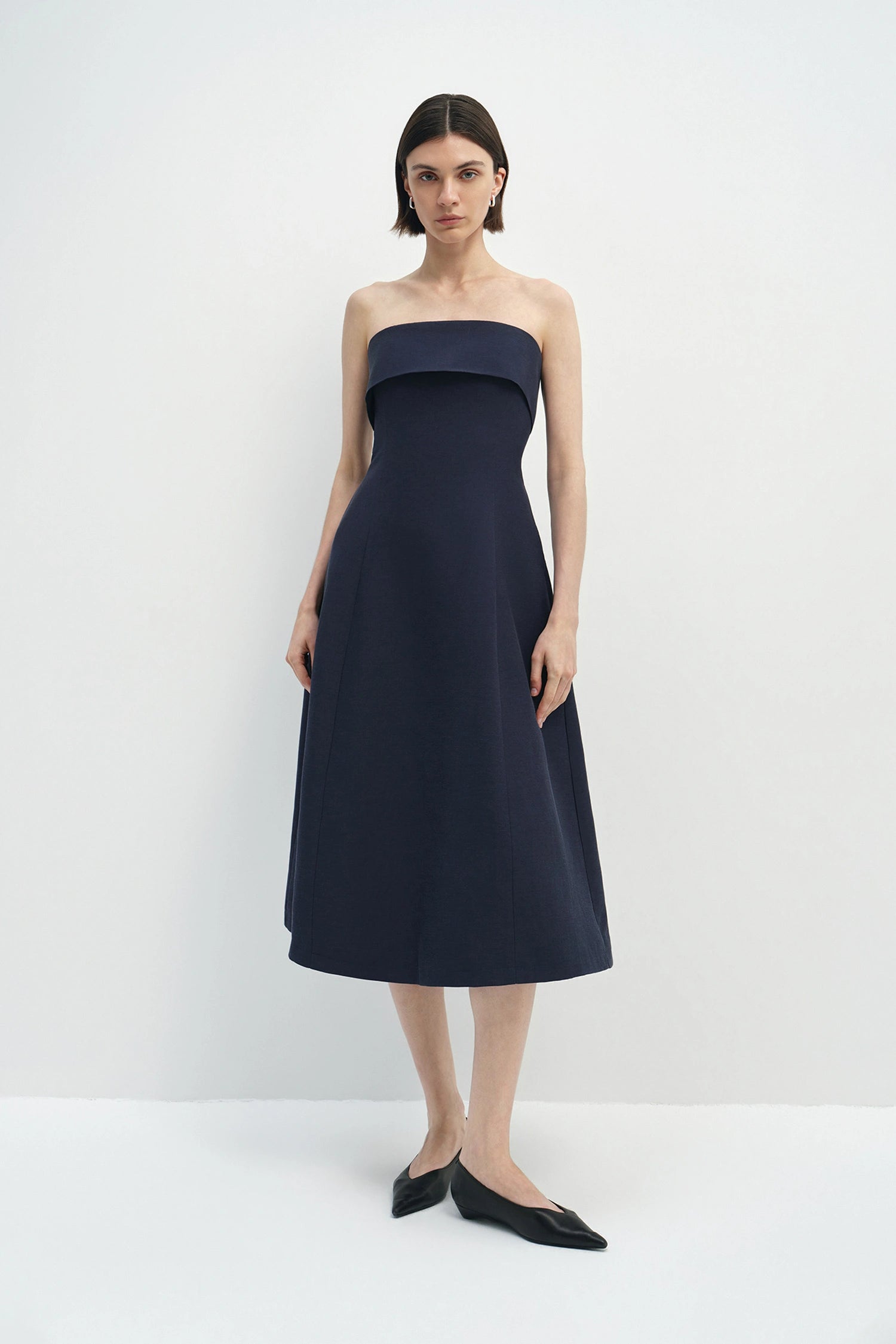 Anaïs Strapless Midi Dress Navy