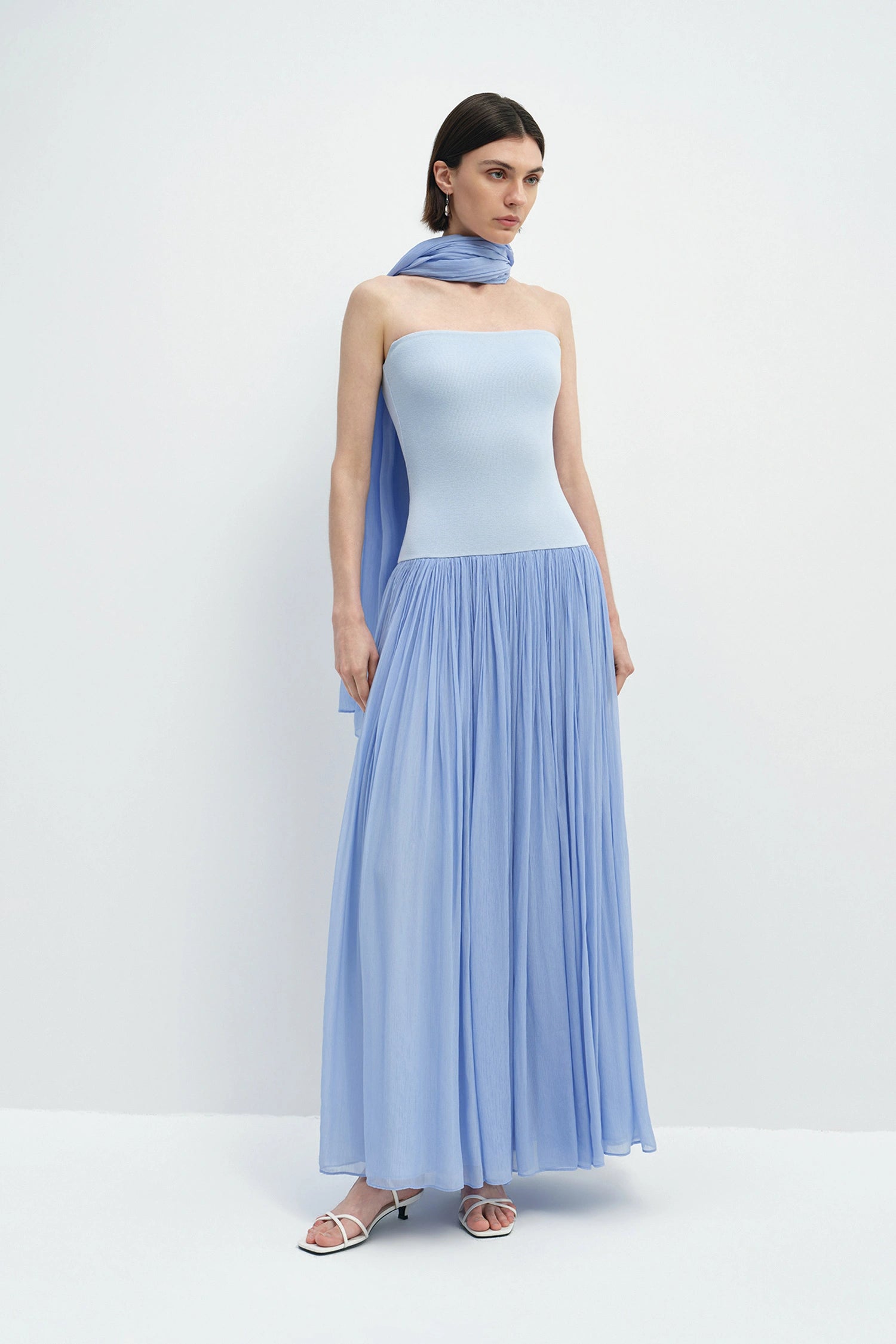 Alix Dress With Stole Periwinkle Blue