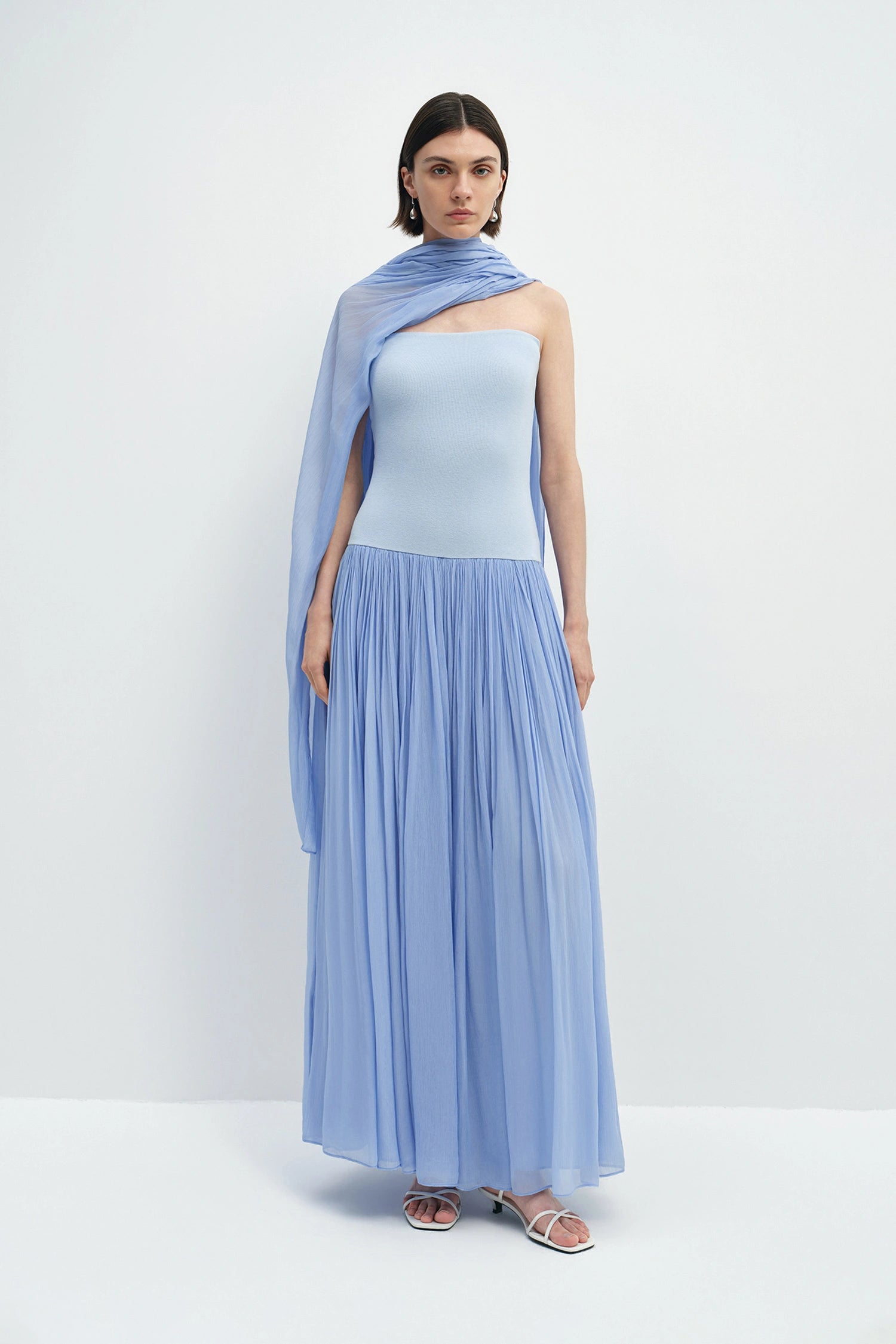 Alix Dress With Stole Periwinkle Blue