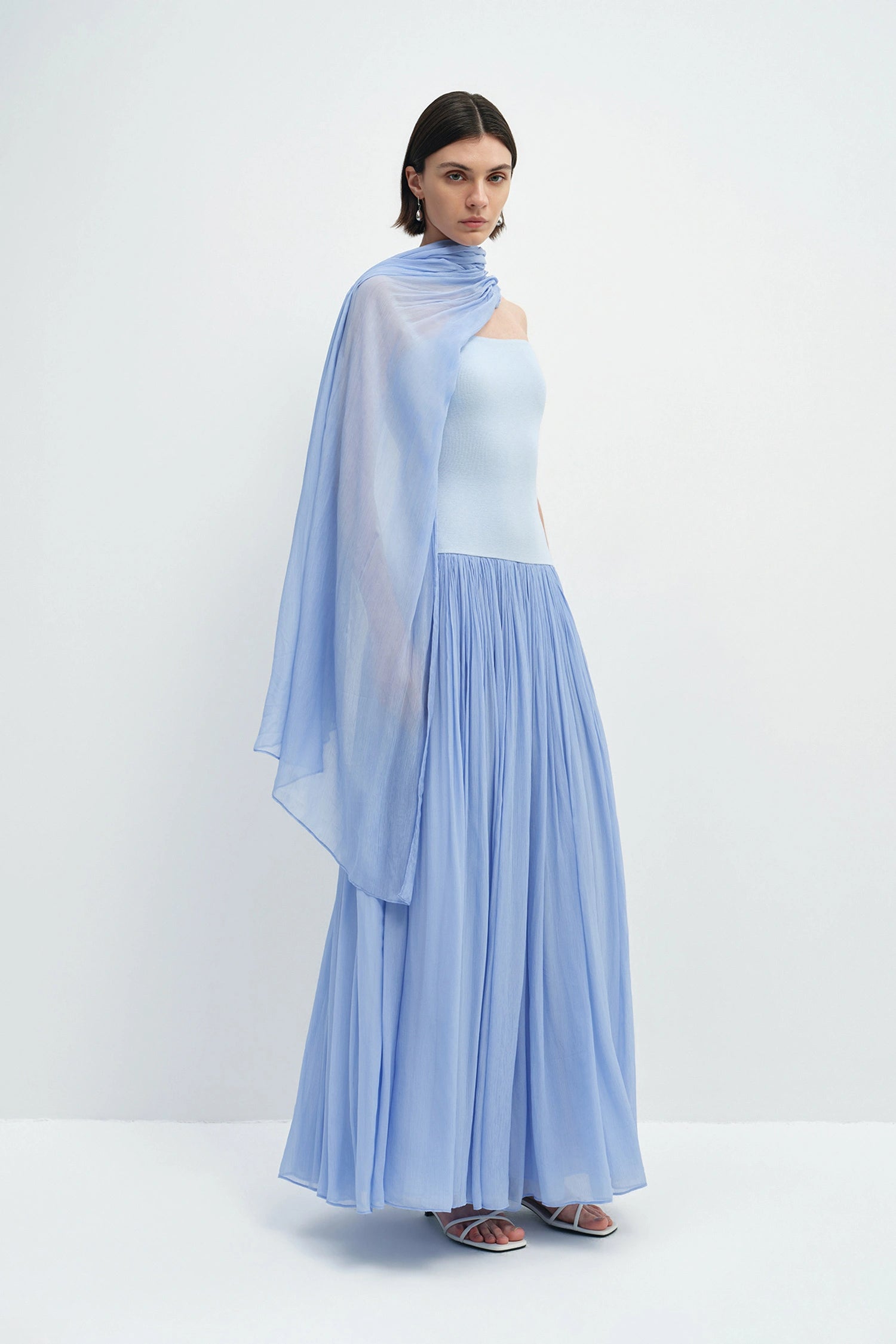Alix Dress With Stole Periwinkle Blue
