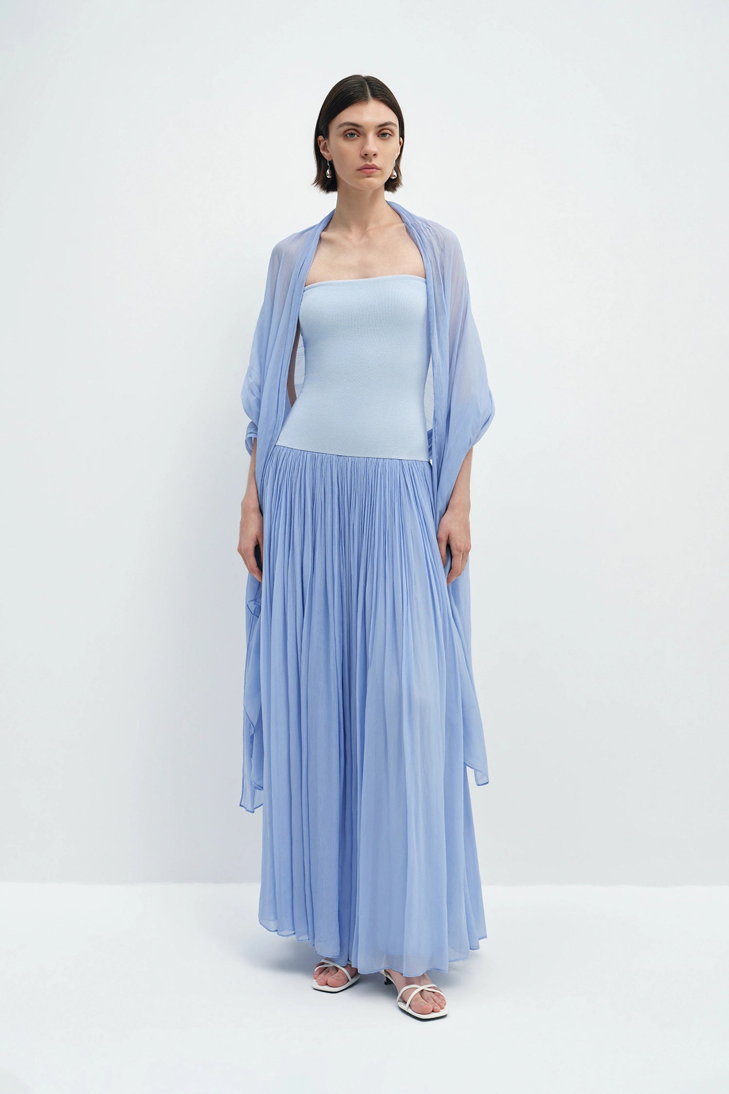 Alix Dress With Stole Periwinkle Blue