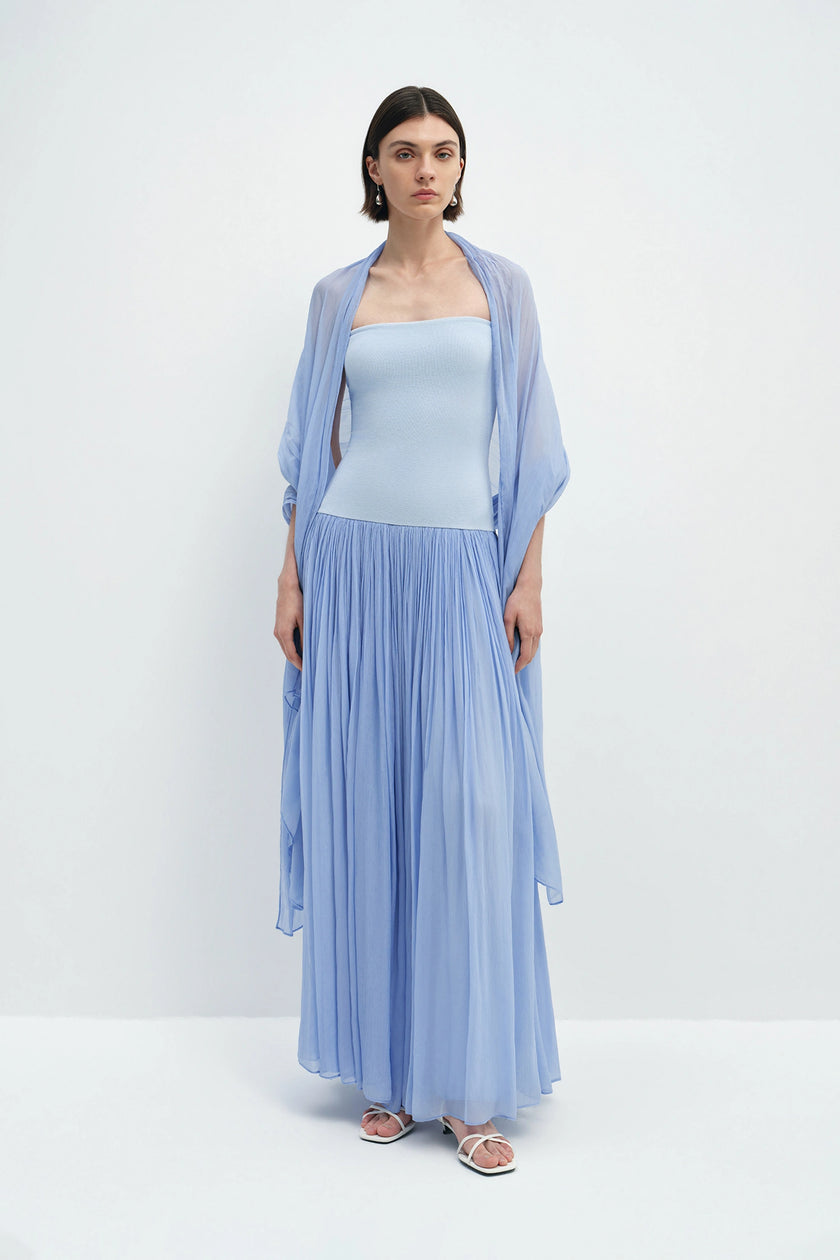 Alix Dress With Stole Periwinkle Blue