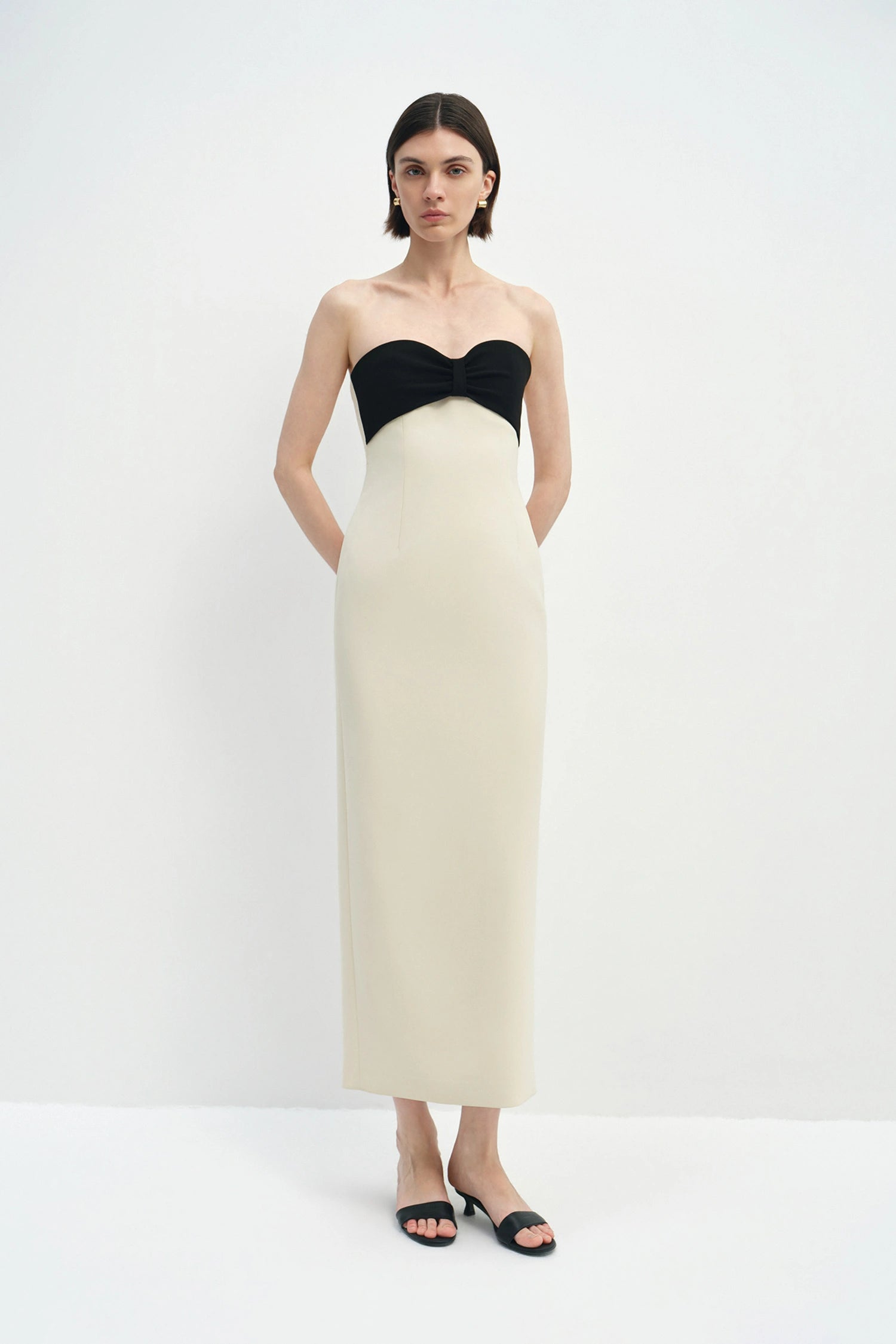 Elya Bow Top Dress Butter Black