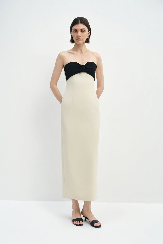 Elya Bow Top Dress Butter Black