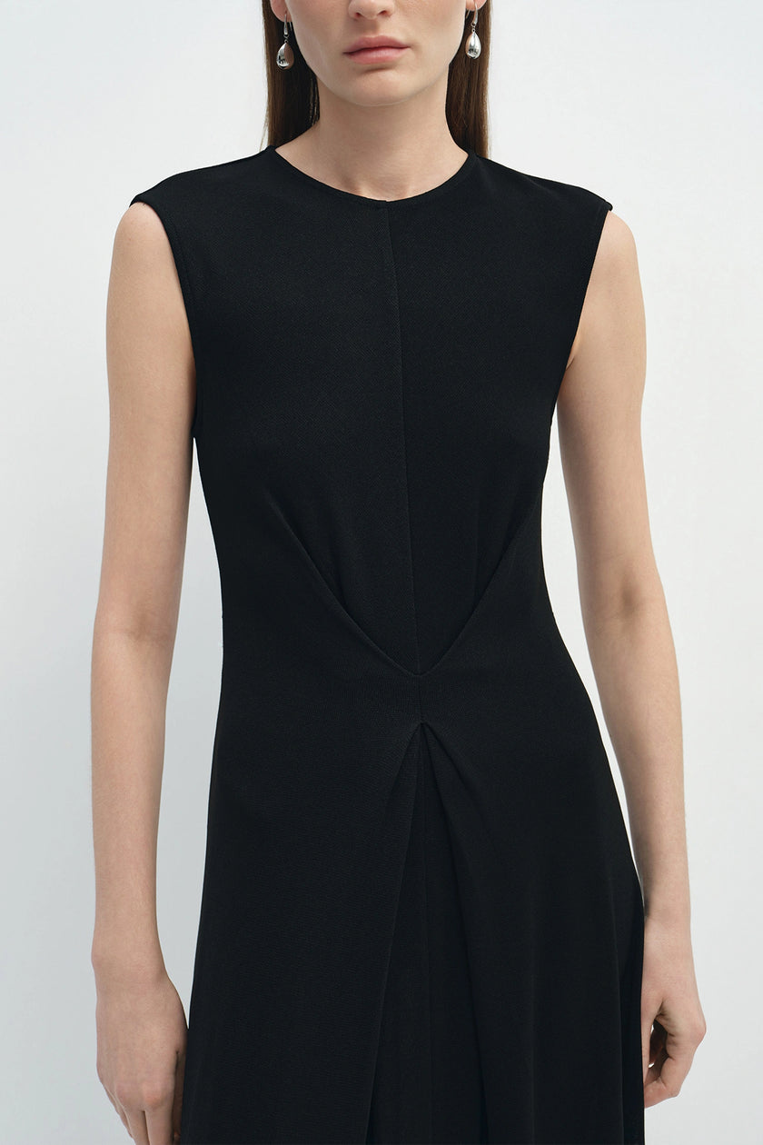 Romy Pleat Front Maxi Dress Black