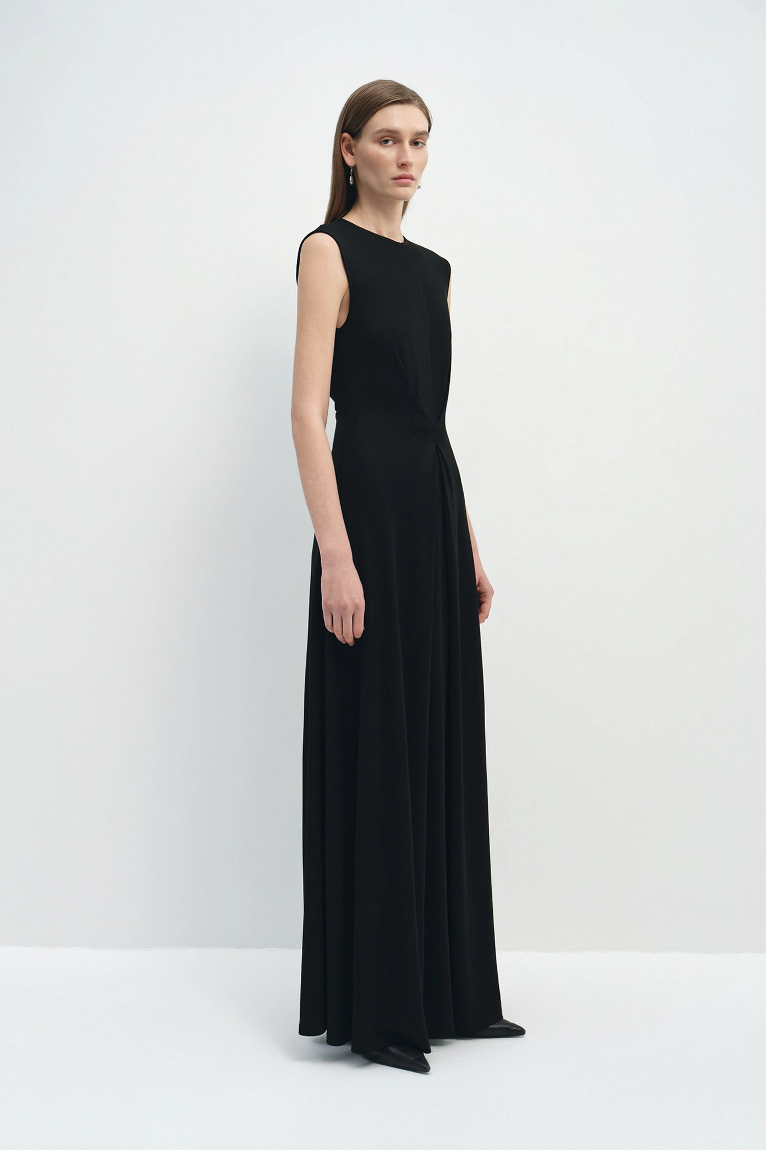 Romy Pleat Front Maxi Dress Black