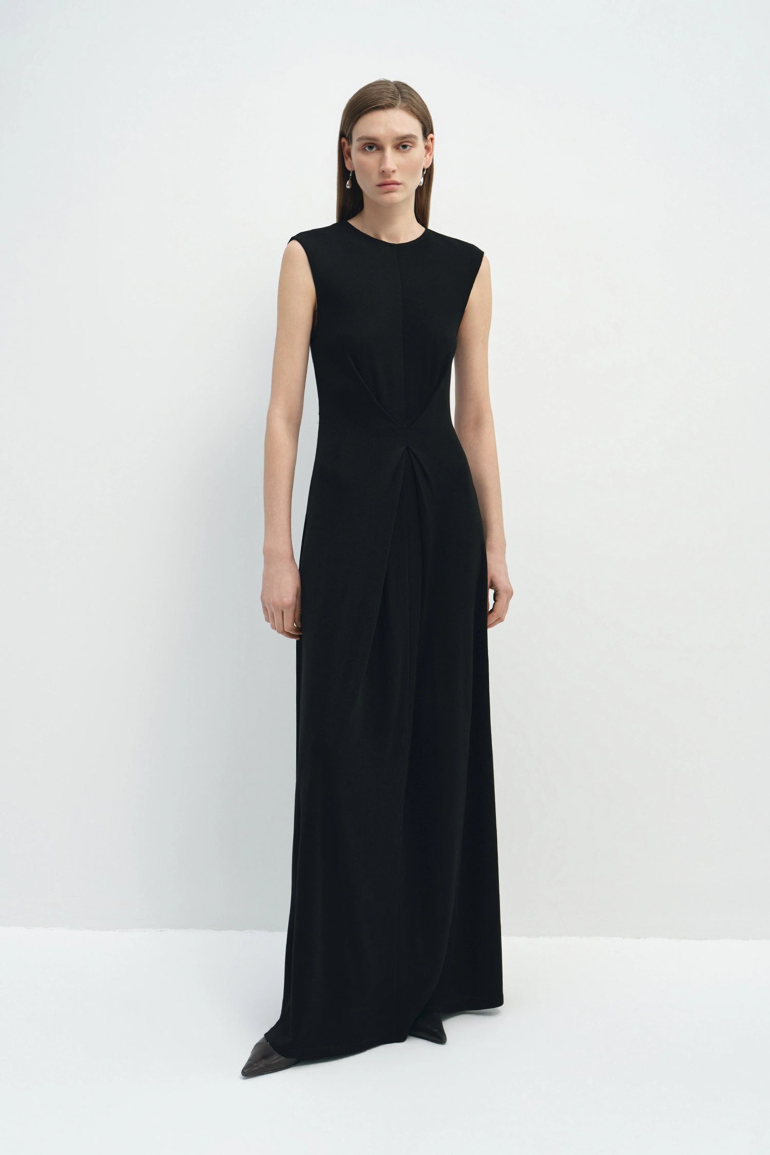 Romy Pleat Front Maxi Dress Black