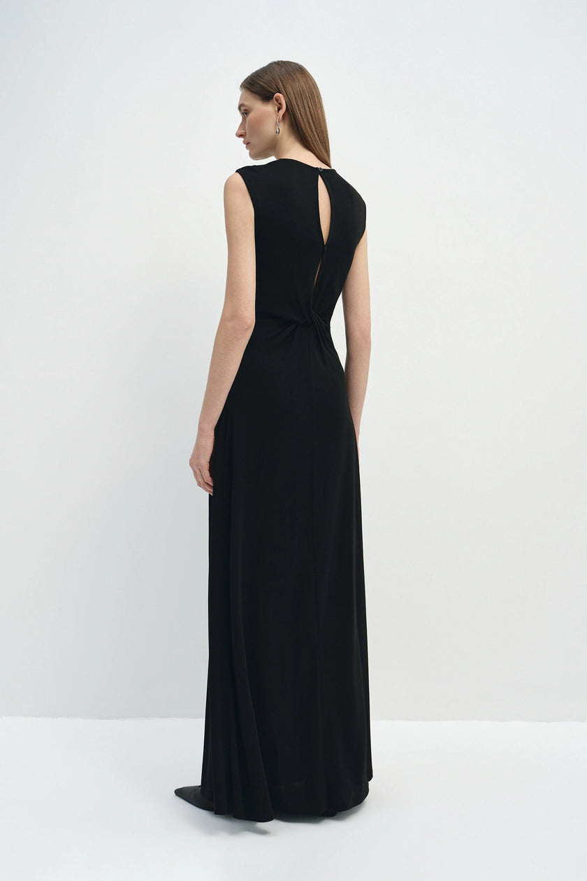 Romy Pleat Front Maxi Dress Black