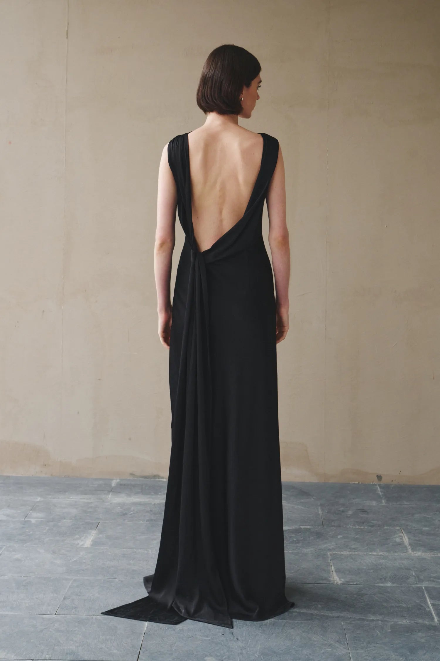 Black Open-Back Wedding Guest Dress