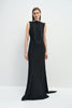 Inès Open-Back Draped Dress Black