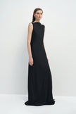 Inès Open-Back Draped Dress Black