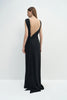 Inès Open-Back Draped Dress Black