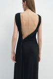 Inès Open-Back Draped Dress Black